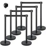 VEVOR 8 PCS Crowd Control Barrier Stanchion Posts Queue Pole Retractable Belt