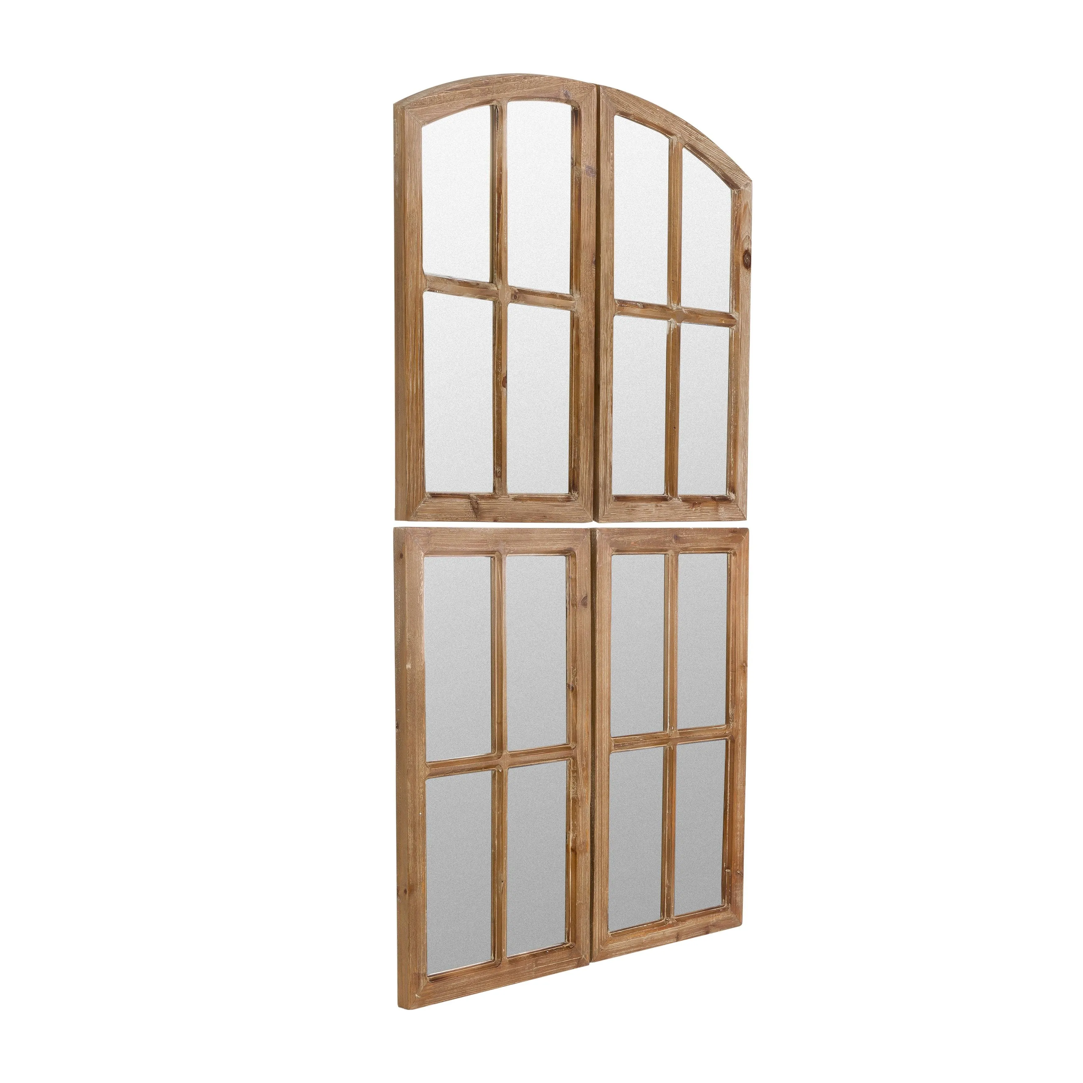 Raelynn Arch Wood Window Pane Wall Mirrors Walnut 27 inch x 15 inch (Set of 4) by ...