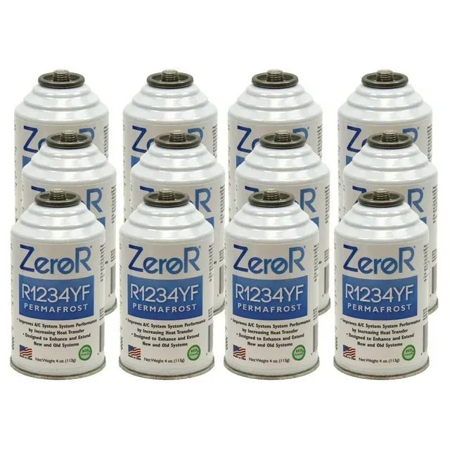 ZeroR® Permafrost for R1234YF AC Systems | Performance Booster | 5 Cans + 12" Tap, Gauge & Hose