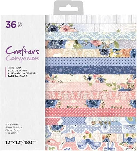 Crafter&#039;s Companion Single Sided Paper Pad - 12&#034;X12&#034; 40 pc/ Pkg - FULL BLOOMS