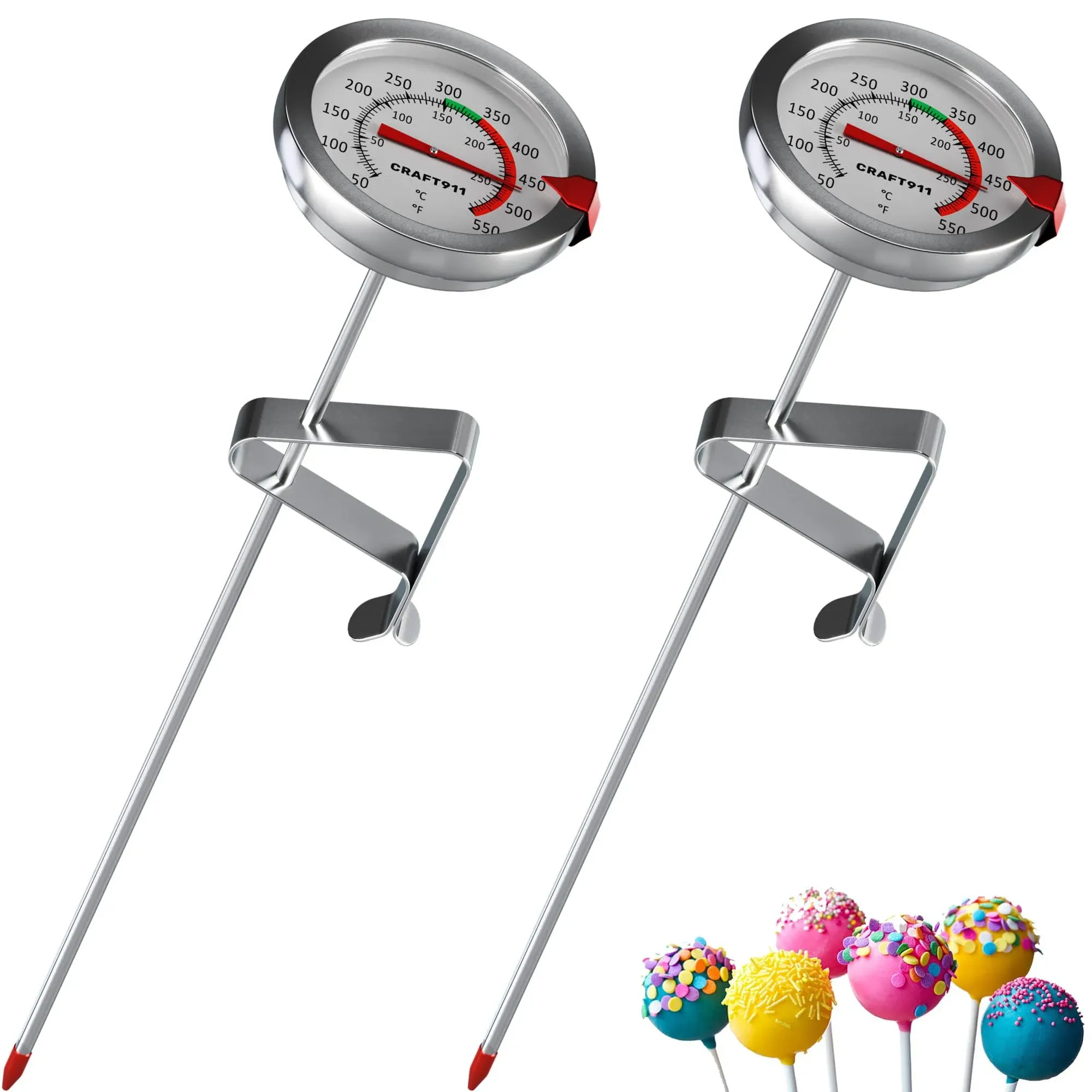 Craft911 Candy Thermometer with Pot Clip - Deep Fry Oil Thermometer for Frying - Cooking Thermometer for Frying Oil Candle Making Hot Oil Deep Fryer