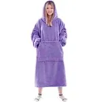 Waitu Wearable Blanket Sweatshirt for Women and Men, Super Warm and Cozy Blanket Hoodie, Thick Flannel Blanket with Sleeves and Giant Pocket - Purple