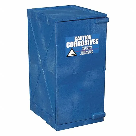 Corrosives Safety Cabinet: Std, 12 gal, 0 Drum Capacity, 18 in x 22 in x 36 in, Blue, Manual Close