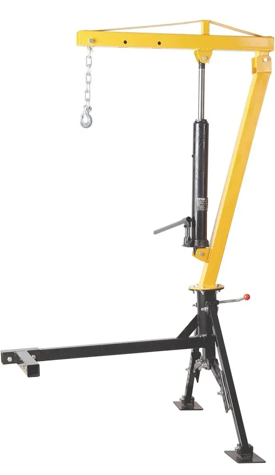 VEVOR Hydraulic Pickup Truck Hitch Mounted Crane, 1000 lbs Capacity, 360° Swivel, Yellow