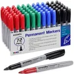 Permanent Markers Bulk, Permanent Marker Bulk Pack of 72, 4 Assorted Colors, Fine Point Permanent Markers For Kids and Adult Coloring as Office, School Supplies