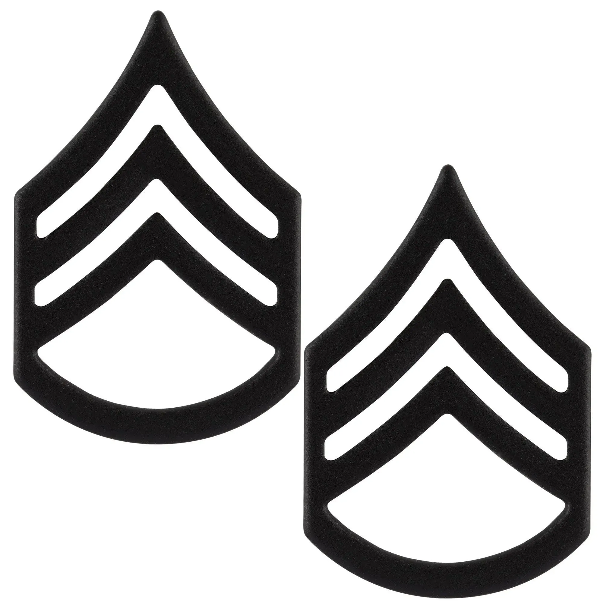 US Army Staff Sergeant E6 Subdued Black Metal Rank Pair