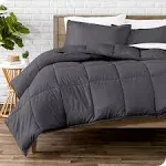 Homelike Moment Lightweight Comforter Set California King Reversible All Season Down Alternative Bed Comforter Set Summer Blanket 3 Piece - with 2 Pillow Shams Cal King Size Dark Gray/Light Grey