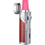 Torch Lighter, 4 Jet Flame Adjustable Windproof Butane Refillable Lighter, with Fuel Visible Window and Puncher, for Candle Gas Heater Stovetop Outdoors Survival- Butane Gas Not Included