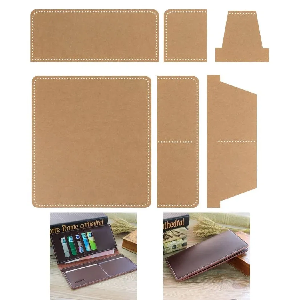 Homassion Acrylic Wallet Stencil 10 * 9cm, Long Wallet Pattern Transparent Acrylic Stencil Leather Making Template Kit, Leather Templates for DIY Hand-Made Craft Making