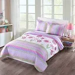 MarCielo Kids Girls Quilt Set Bedspread Coverlet Set A14 - Full - Purple