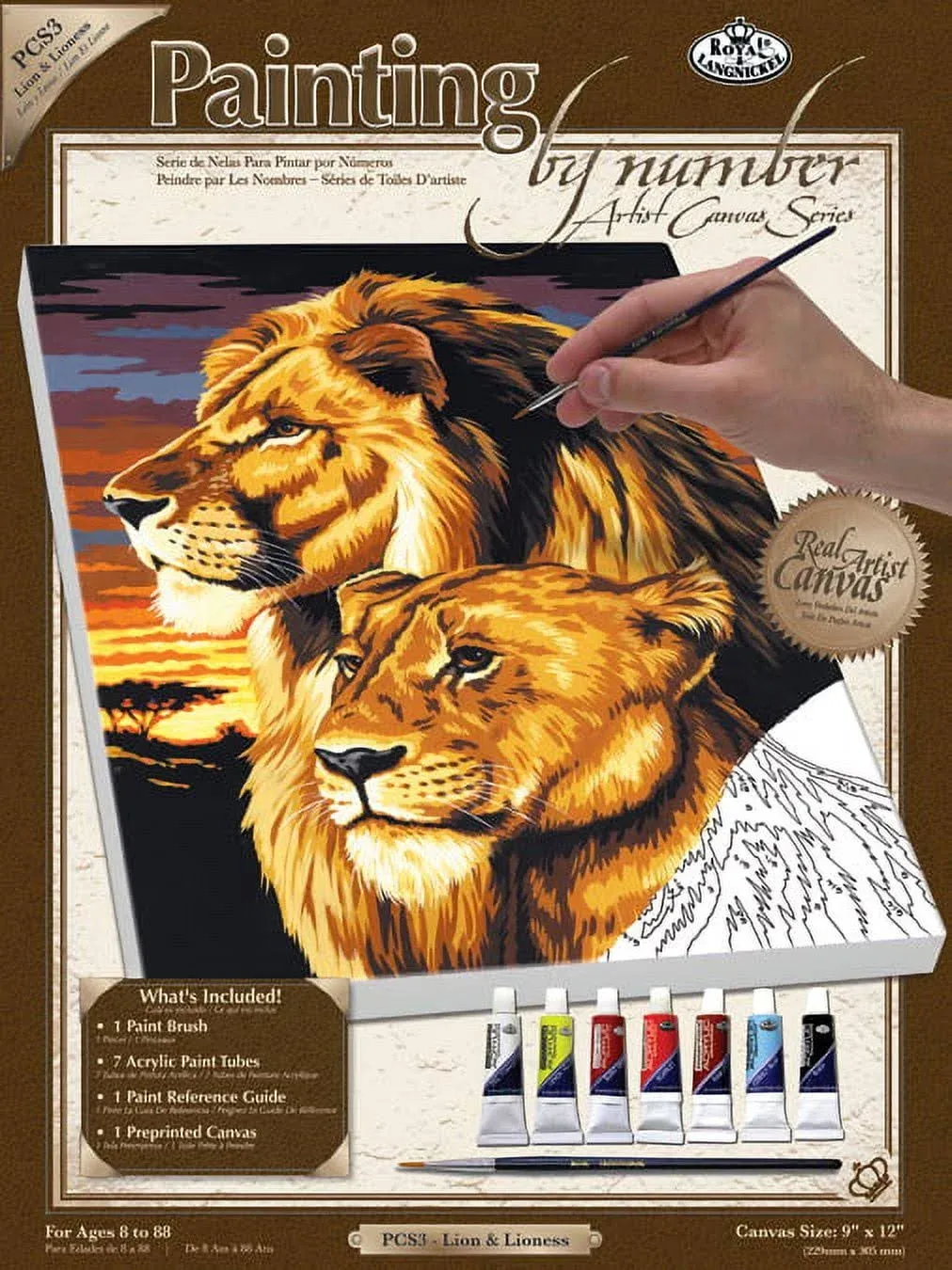 Royal & Langnickel Paint by Number Kit Artist Canvas Series 9"X12", Lion & Lioness