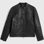 Shop John Varvatos Band Collar Leather Jacket In Chocolate