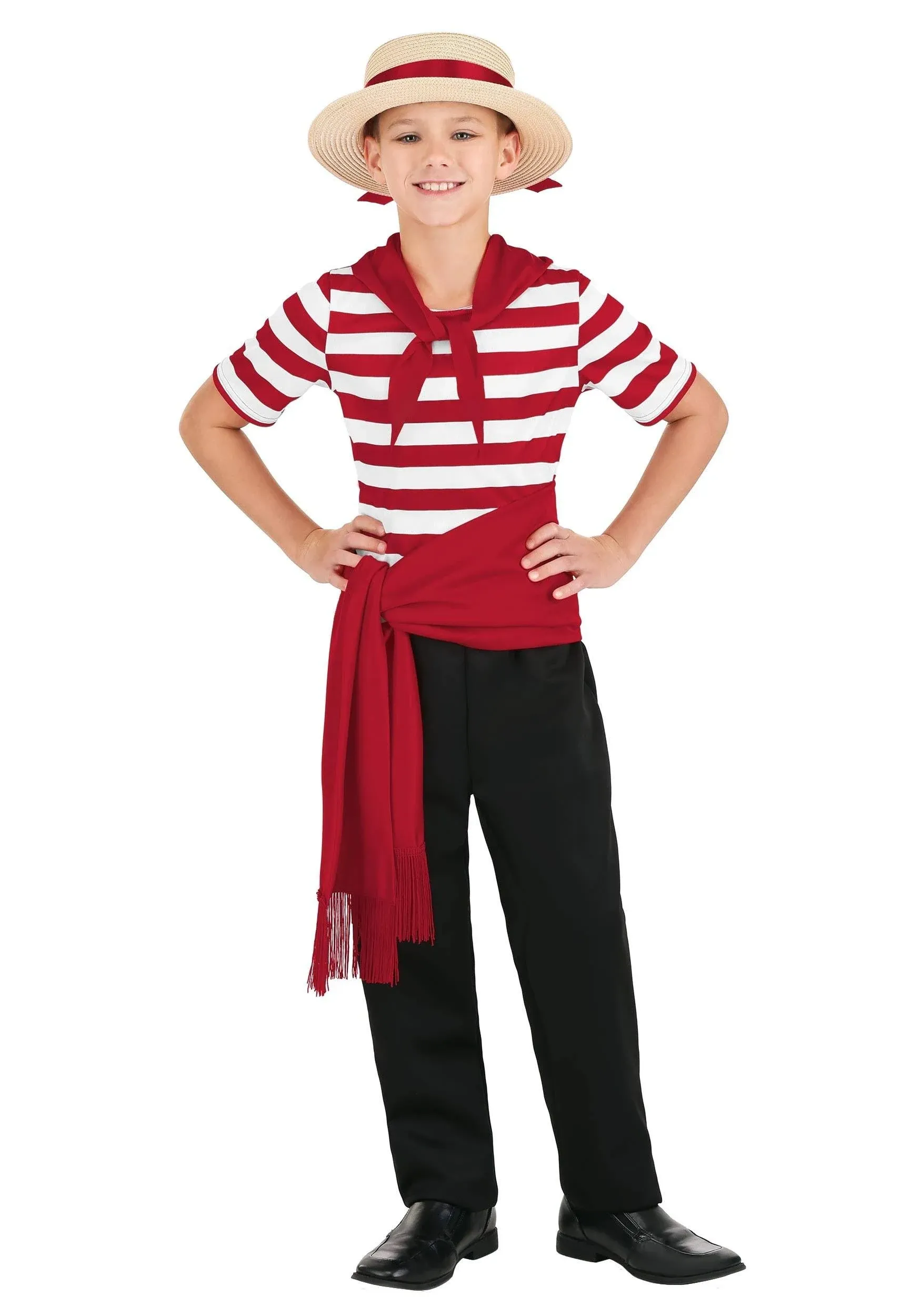 Kid's Venice Gondolier Costume, Boy's, Size: Large, Red