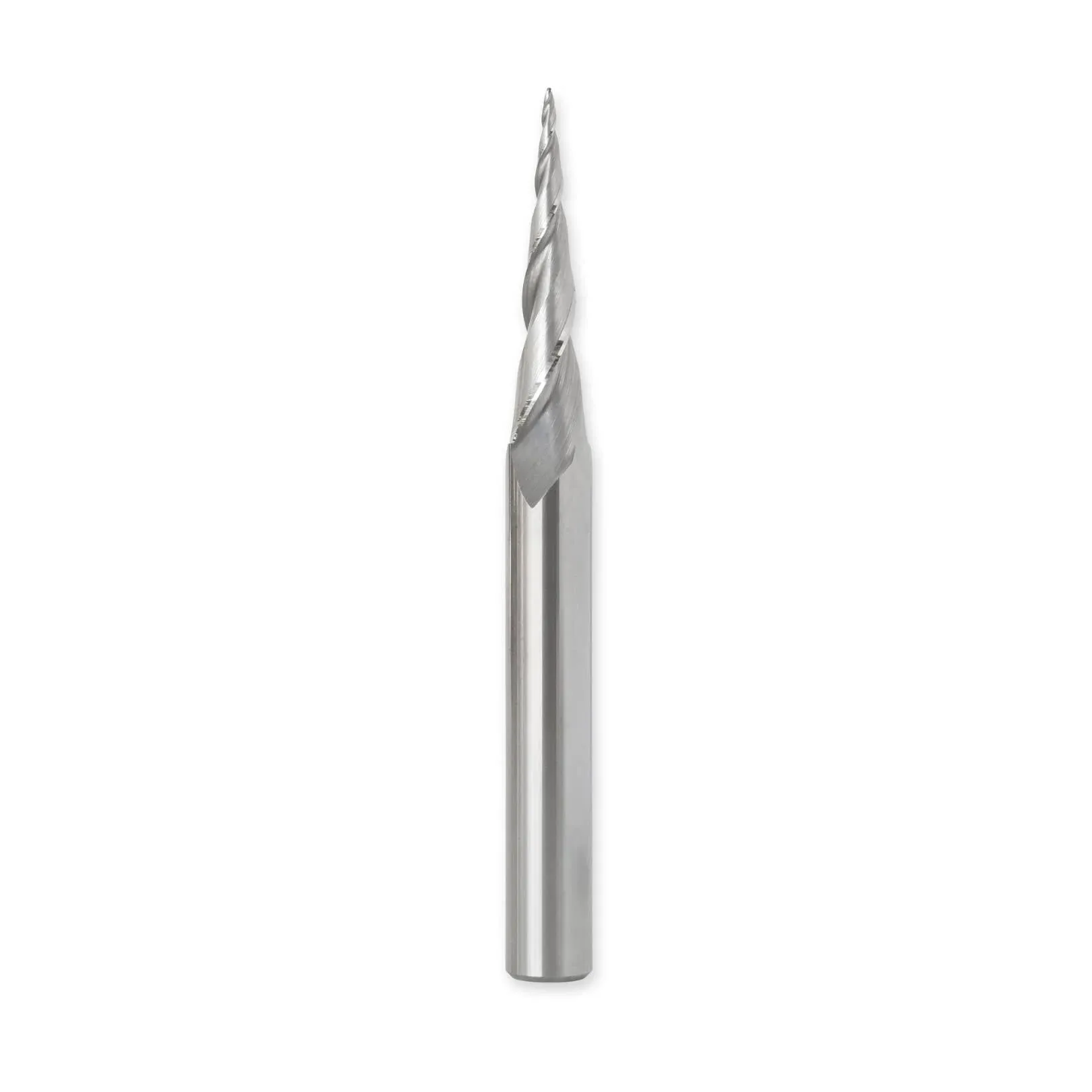 1/32” Tip Diameter (0.015 in Radius), Tapered Ball Nose Router Bit, 1/4 Inch Dia Shank, 6.3 Degree, Solid Carbide Spiral End Mill, 3D Carving and Engraving, CNC Router Bits