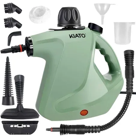 Kiato Handheld Steam Cleaner, 10 in 1 Handheld Steamer for Cleaning, Upholstery Steam Cleaner for Surface Cleaning Home, Sofa, Car, Office (Green)