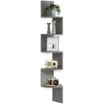 VASAGLE Corner Shelf Wall Mount 5-Tier Floating Corner Bookshelf