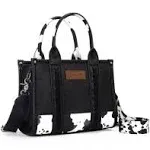 Wrangler Cow Print Concealed Carry Tote/Crossbody - Black