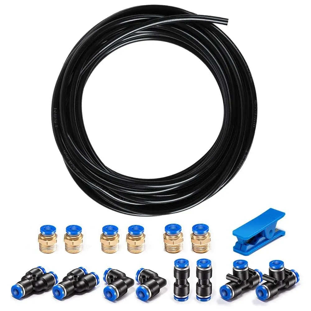 Pneumatic Tubing Black PU Air hose Pipe Tube Kit 5/16 inch or 8mm OD 5mm ID 39.4ft/12 Meter for Air Line or Fluid Transfer