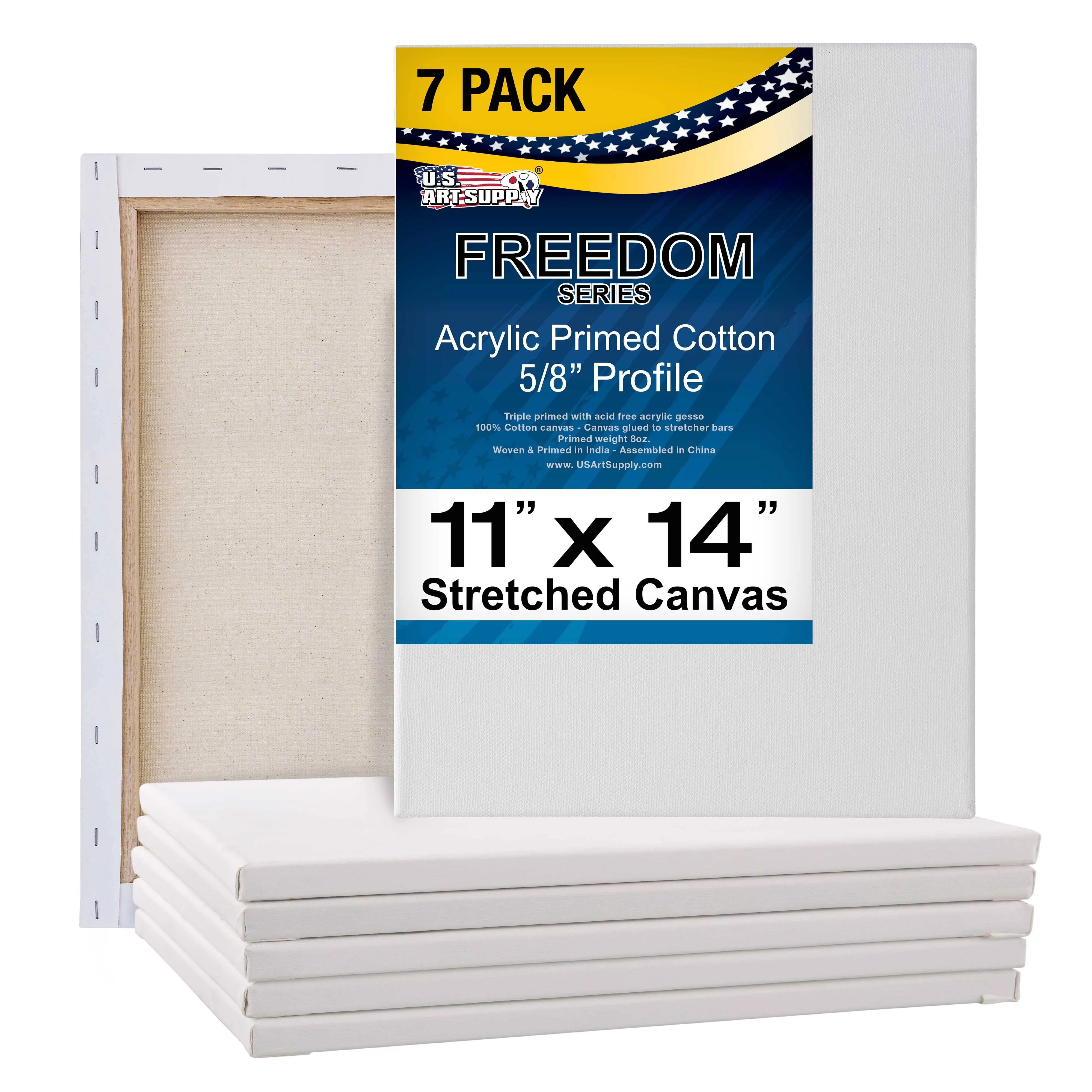 11 x 14 inch Super Value Quality Acid Free 12-Ounce Stretched Canvas 7-Pack