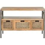 SAFAVIEH American Homes Collection Joshua Antique Dark Walnut and Pewter 3-Drawer Console Table