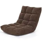 Adjustable 14-position Cushioned Floor Chair-Coffee - Color: Brown