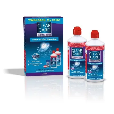 Clear Care Cleaning & Disinfecting Solution with Lens Case, Twin Pack,12 Fl Oz (Pack of 2)