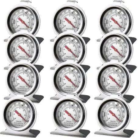 Stainless Steel Refrigerator Freezer Thermometer Large Dial Thermometer (12 Pack)