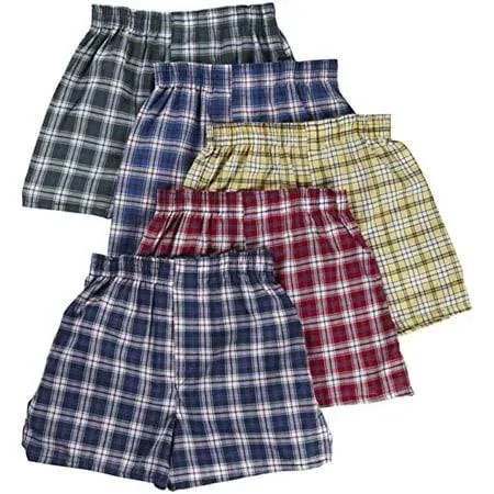 Fruit of The Loom Boys' Woven Boxer, Exposed and Covered Waistband (Pack of 5)