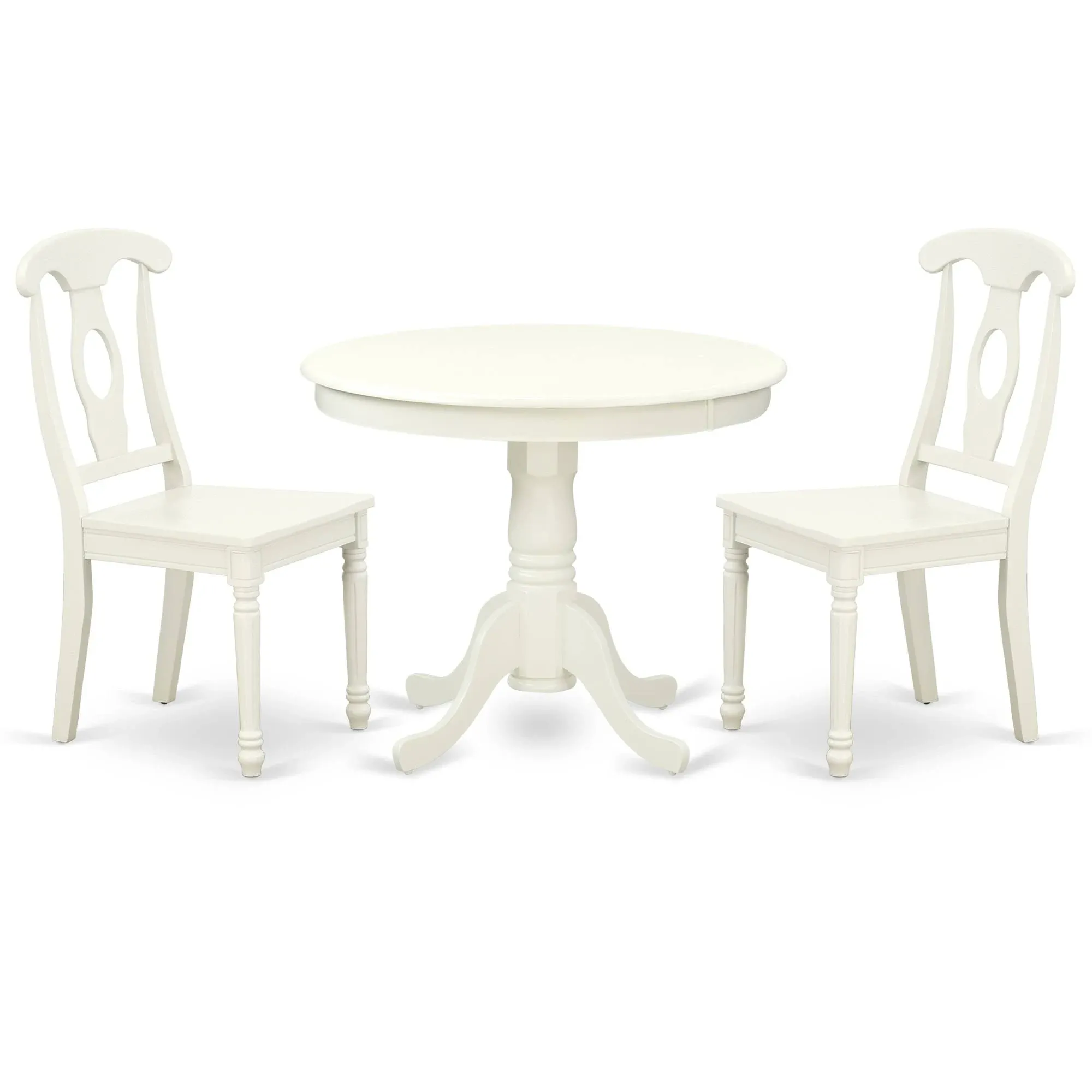 East West Furniture Dining Room Set Linen White, ANKE3-LWH-W