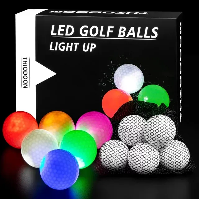 300-hr Lighting Time Glow in The Dark Golf Balls with Mesh Bag | Water Resistant Glow Golf Balls | 6 pc Light Up Golf Balls | LED Light Glow Balls | Glow in The Dark Ball | 3-Layer Design