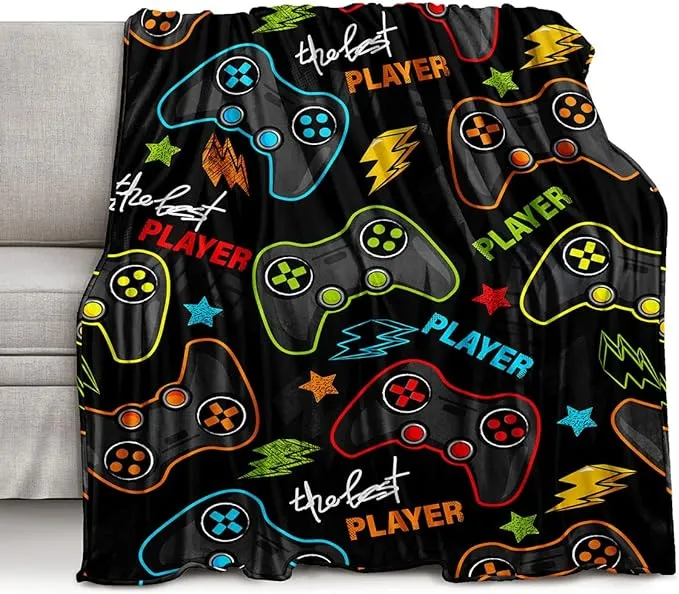 lirs Bedding Gaming Throw Blanket 60" x 50’’ Super Soft, Fleece, Gamer Gift for Couch Sofa for for Kids Boys Teens Video Game (MT-A11, 60’’x50)