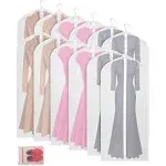 Clear Garment Bags Clothes Covers Protecting Dusts (set Of 12) For Storage Plastic Garment Bags Hanging Clothes Bags with Zipper Gown Garment Bag for Long Dresses - 24'' X 60''/12 Pack