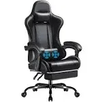 Furmax Gaming Chair, Video Game Chair with Footrest and Massage Lumbar Support, Swivel Seat Height Adjustable Computer Chair with Headrest, Racing E-Sport Gamer Chair (Black)