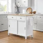 Crosley Cora Drop Leaf Kitchen Island White & Natural