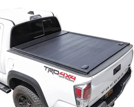 Syneticusa Retractable Hard Tonneau Cover Fits 2016-2024 Toyota Tacoma 5' (60") Truck Bed Matte Black Aluminum Low Profile Waterproof