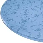 Miles Kimball Floral Swirl Vinyl Elasticized Table Cover 40 inch - 44 inch Dia. Round, Blue