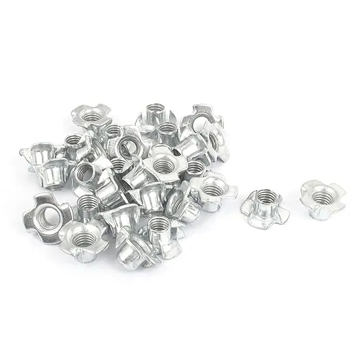 Uxcell 30 Pcs M8x1.25mm T Nut Zinc Plated 4 Prong Tee Nuts Fasteners