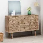 GDFStudio Zona Mid-Century Modern 3 Drawer Sideboard with 2 Doors