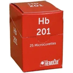 HB 201 Analyzer HemoGlobin Microcuvettes, 25 per Pack