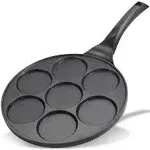 Aluminum Non-Stick Omelet Pan with 7 Holes for Pancakes and Egg Sandwiches - Hand Wash Only, Non-Stick Coating, Aluminum Handle - Multi-functional Flat Bottom Skillet for Breakfast (1pc)