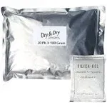 100 gram X 20 PK &#034;Dry &amp; Dry&#034;High Quality Pure Reusable Silica Gel Packets