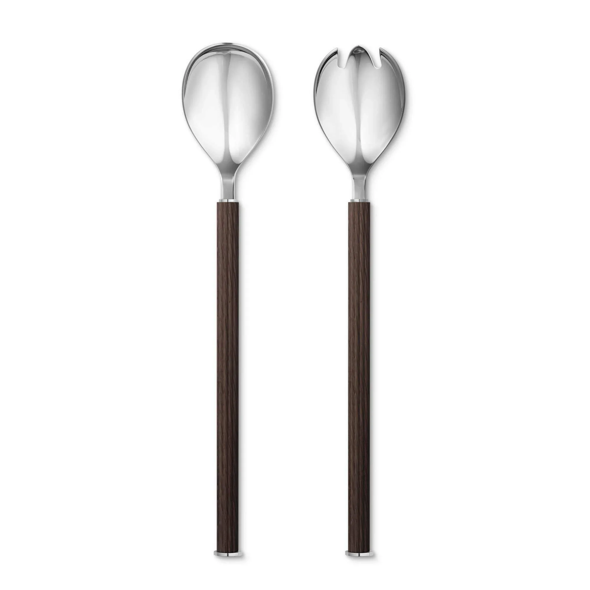 Bernadotte 2-piece Salad Server Set In Silver/ Brown