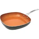 Gotham Steel Copper Square Shallow Pan with Super Nonstick Ti-Cerama Coating, 9.5 Inch, Brownish