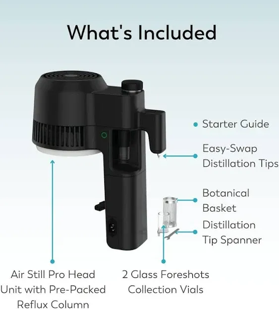 Craft a Brew - Still Spirits Air Still Pro Head Unit - Distillation System - Multipurpose Condenser - Features Reflux and Pot Still Modes - For Distilling Oils, Vinegars, & Spirits - Yields 2.25L