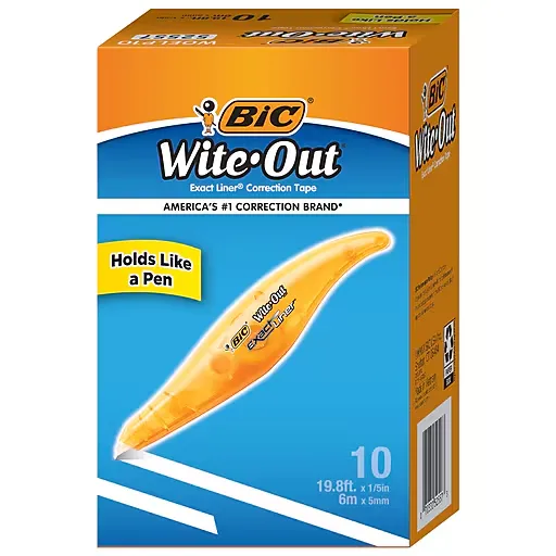 BIC Wite-Out Brand Exact Liner Correction Tape, 19.8 Feet, 4-Count Pack of white Correction Tape, Fast, Clean and Easy to Use Tear-Resistant Tape Office or School Supplies