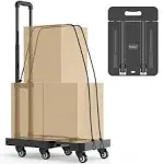 TOOLIOM Folding Hand Truck, 500 lbs Heavy Duty Foldable Luggage Cart with 6 Wheels & 2 Elastic Ropes, Portable Collapsible Dolly Cart with