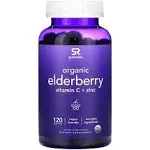 Sports Research, Organic Elderberry, Vitamin C + Zinc, Natural Berry, 60 Gummies
