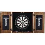 Hathaway Drifter Solid Wood Dartboard and Cabinet Set - Rustic Oak