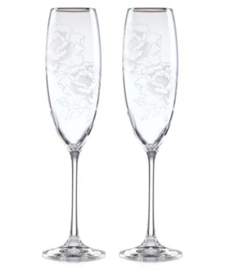 Lenox Silver Peony Toasting Flute, Set of 2