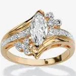 1.88 TCW Round Oval Cubic Zirconia 14k Gold-Plated Solitaire Engagement Ring